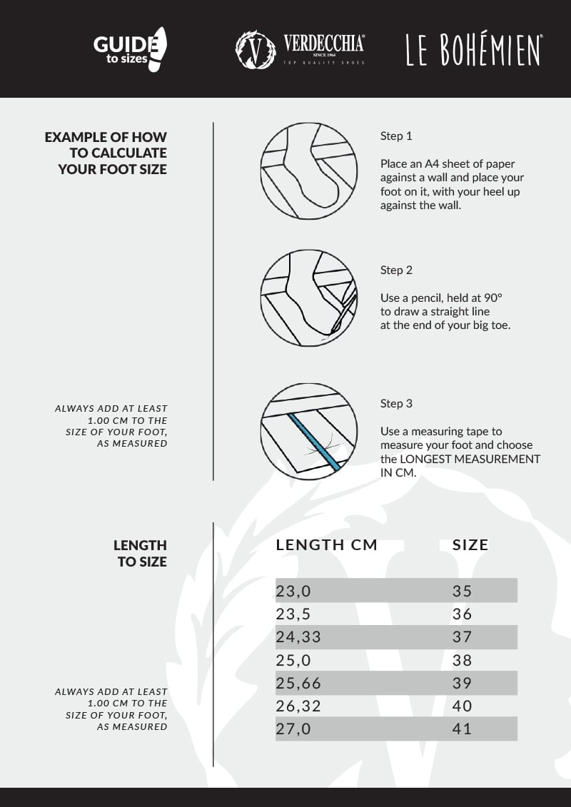 Le Bohemien Women Size Chart